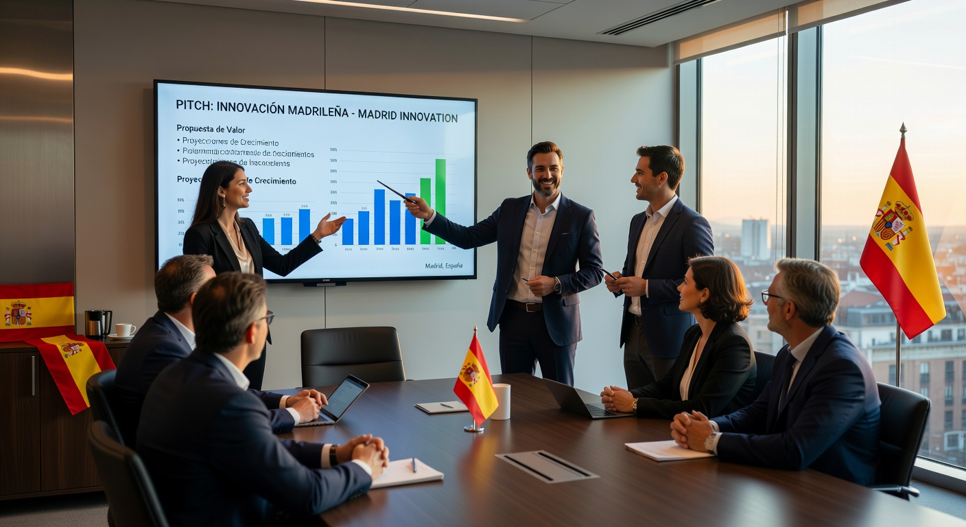 Emprendedores haciendo pitch en Madrid